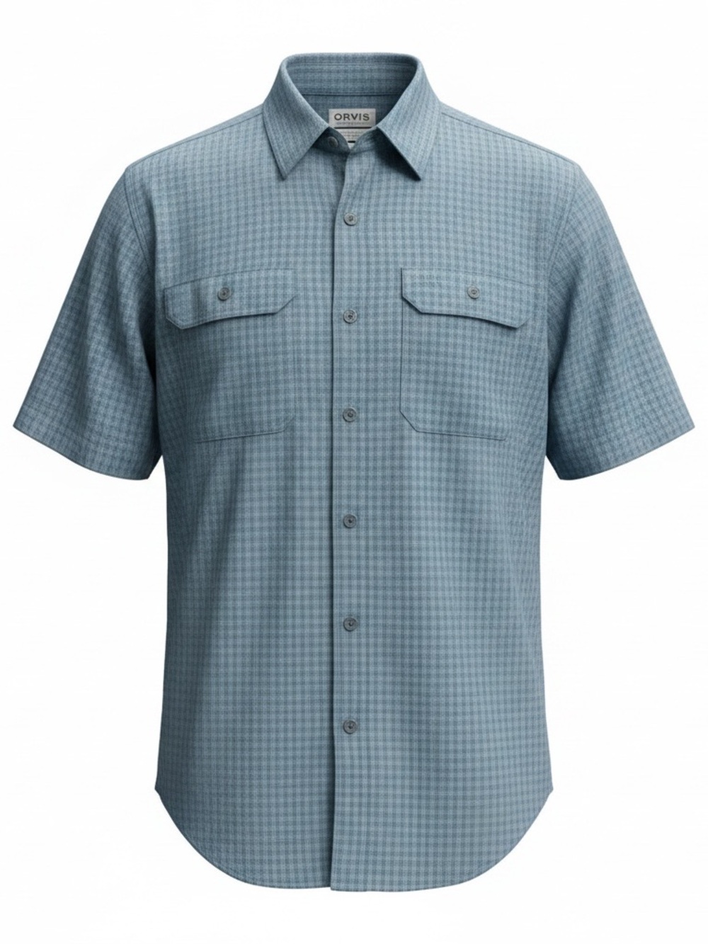 Orvis blue plaid short sleeve button front shirt men’s XL